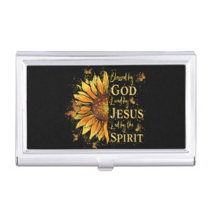 Blessed By God - Loved By Jesus, Sunflower Business Card Case