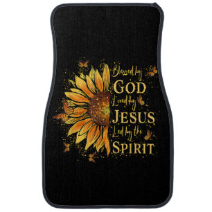 Blessed By God - Loved By Jesus, Sunflower Car Floor Mat