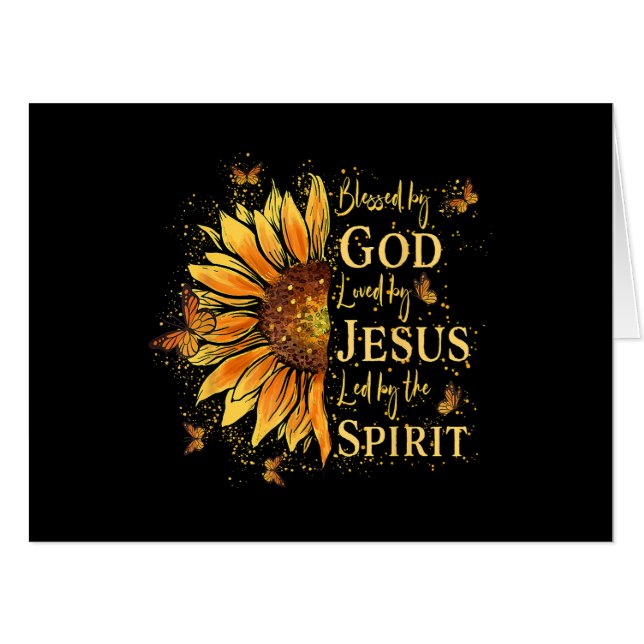 Blessed By God - Loved By Jesus, Sunflower Card (Front Horizontal)