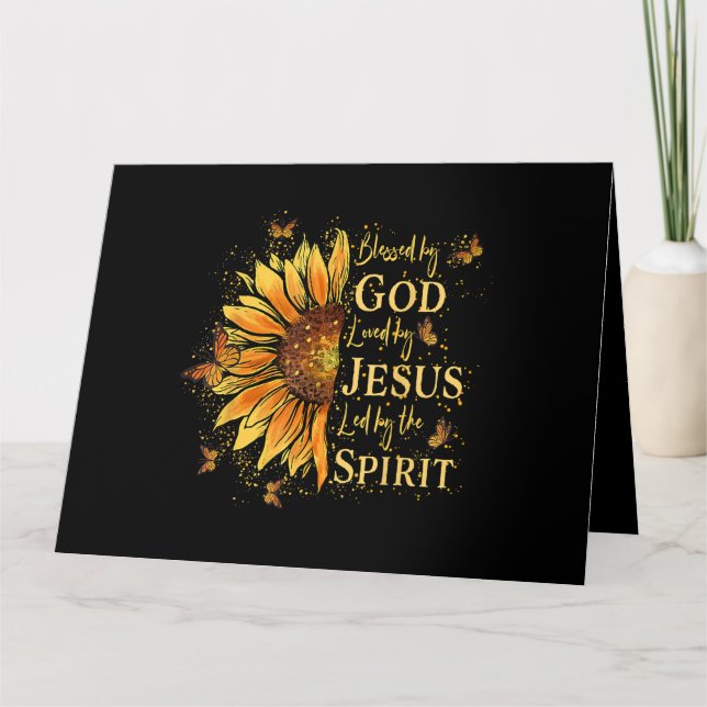 Blessed By God - Loved By Jesus, Sunflower Card (Front)