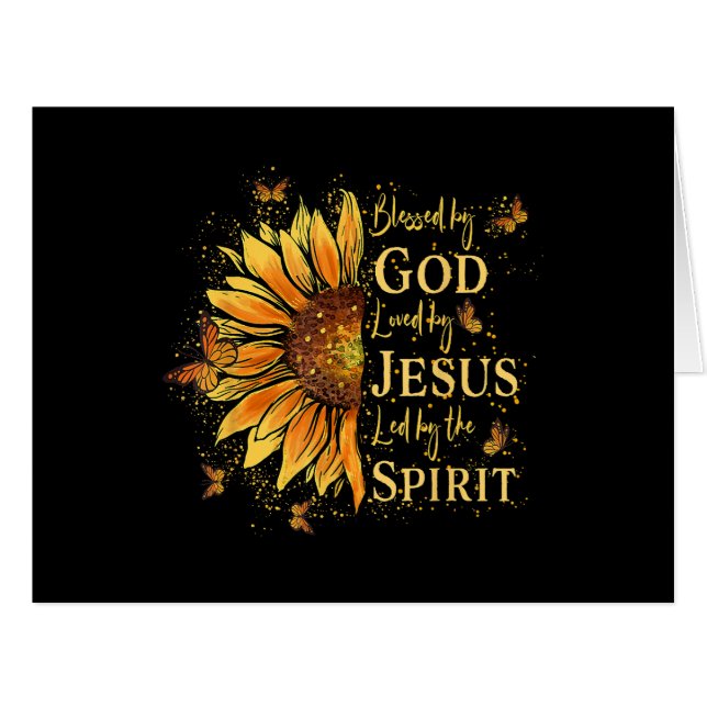 Blessed By God - Loved By Jesus, Sunflower Cards (Front Horizontal)