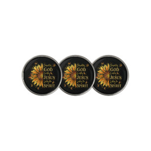 Blessed By God - Loved By Jesus, Sunflower Golf Ball Marker
