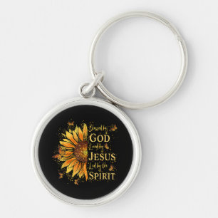 Blessed By God - Loved By Jesus, Sunflower Keychain