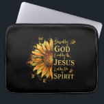 Blessed By God - Loved By Jesus, Sunflower Laptop Sleeve<br><div class="desc">Blessed By God - Loved By Jesus,  Sunflower</div>