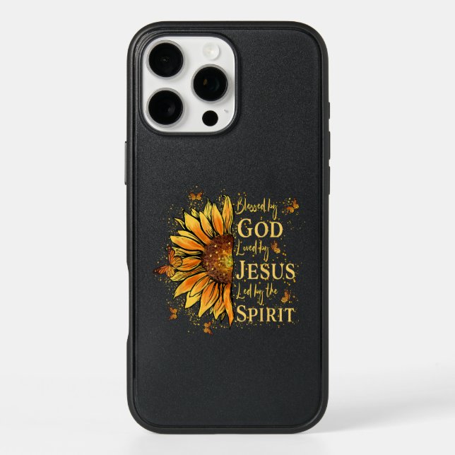 Blessed By God - Loved By Jesus, Sunflower Otterbox iPhone Case (Back)