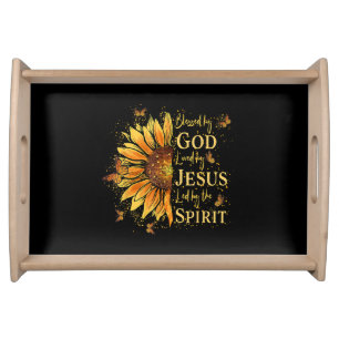 Blessed By God - Loved By Jesus, Sunflower Serving Tray