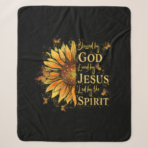 Blessed By God - Loved By Jesus, Sunflower Sherpa Blanket