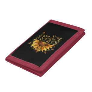 Blessed By God - Loved By Jesus, Sunflower Trifold Wallet