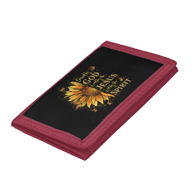 Blessed By God - Loved By Jesus, Sunflower Trifold Wallet (Bottom)