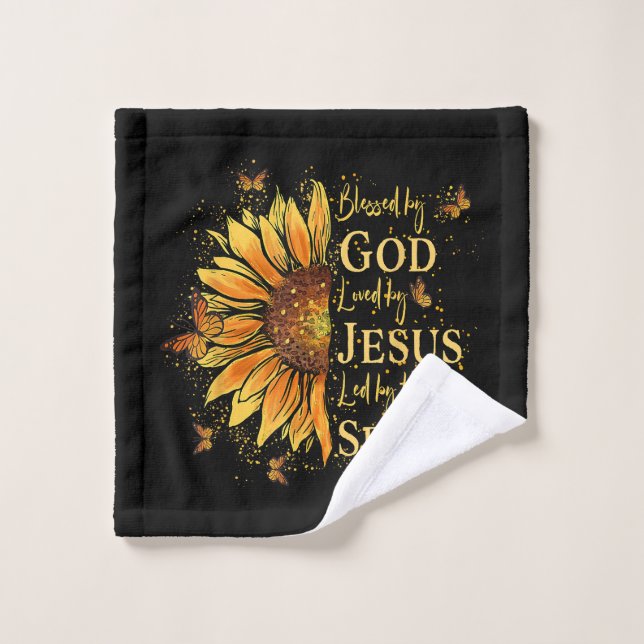 Blessed By God - Loved By Jesus, Sunflower Wash Cloth (Wash Cloth)