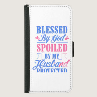 Blessed By God Spoiled By My Husband Breast Cancer Samsung Galaxy S5 Wallet Case