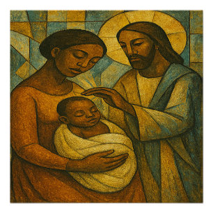 Blessed By Jesus African-American Glossy Poster