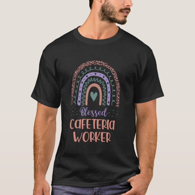 Blessed Cafeteria Worker Back To School Boho Rainb T-Shirt (Front)