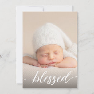 Blessed Catholic Baptism Photo Modern personalized Thank You Card