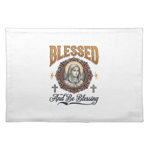 Blessed Christian Vintage Engraving T-Shirt Design Cloth Placemat