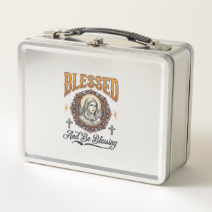 Blessed Christian Vintage Engraving T-Shirt Design Metal Lunch Box