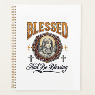 Blessed Christian Vintage Engraving T-Shirt Design Planner