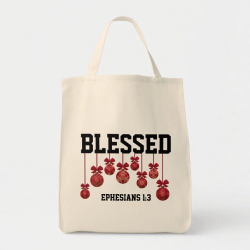 Blessed  CHRISTMAS BAUBLES  Christian Tote Bag