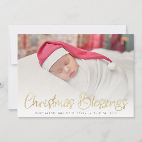 blessed christmas birth announcement card