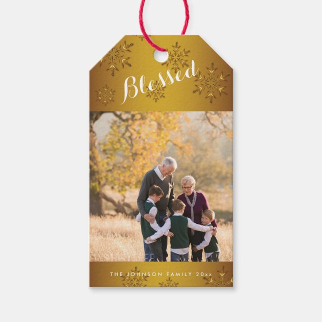 Blessed Christmas Faux Gold Gift Tags (Front)