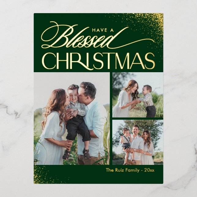 Blessed Christmas FOIL Religious Holiday Postcard (Front)