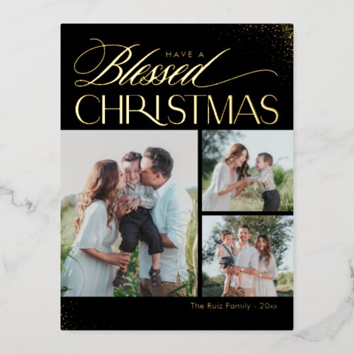 Blessed Christmas FOIL Religious Holiday Postcard
