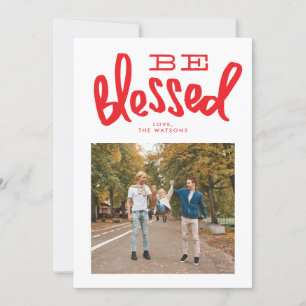 Blessed Christmas Holiday Hand Letter Photo Card
