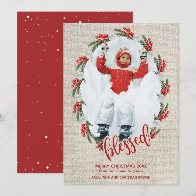 Blessed Christmas Photo Holiday Card (Front/Back)