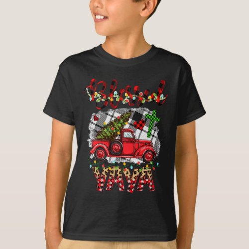 Blessed Christmas Red Truck Gift For Grandma T_Shirt