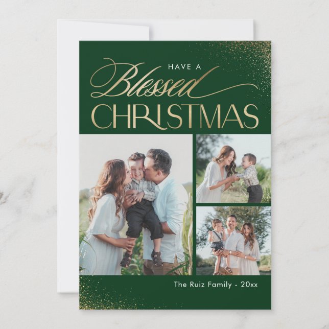 Blessed Christmas Religious Holiday Photo Card (Front)