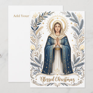 Blessed Christmas Virgin Mary Christian Religious Holiday Card