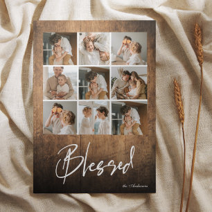Blessed Collage Family Photo Card Rustic