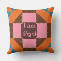 Blessed, Colorful Throw Pillow for Living Room