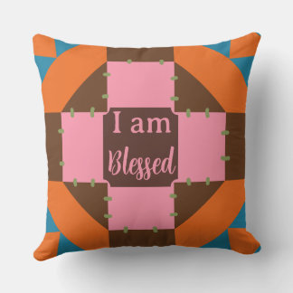 Blessed, Colorful Throw Pillow for Living Room