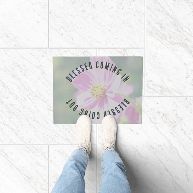 Blessed Coming In Blessed Going Out Floral Doormat (Indoor)