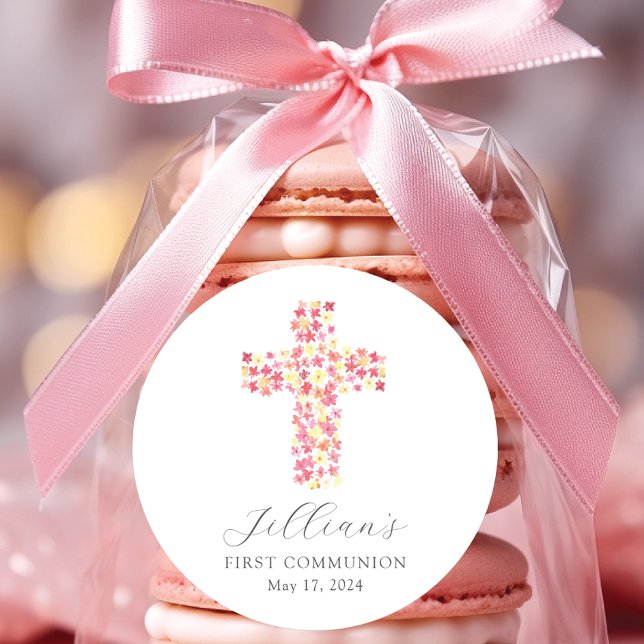 Blessed Cross First Communion Classic Round Sticker (Creator Uploaded)