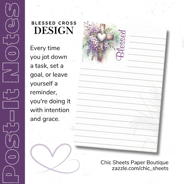 Blessed Cross Lined 3M Post-it® Notes (Creator Uploaded)