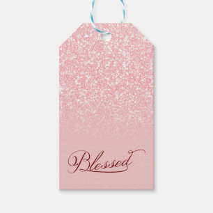 Blessed Custom Name Pink Glitter Color F3C0C0 Gift Tags
