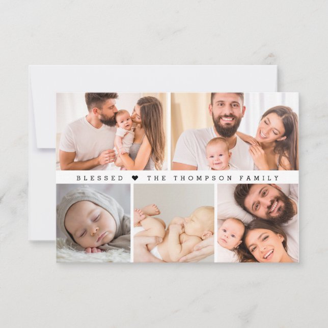 Blessed Custom Photo Collage Baby Shower Thank You Card (Front)