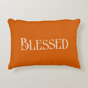"Blessed" Custom Typography on Bamboo Accent Pillow