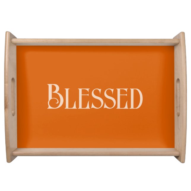 "Blessed" Custom Typography on Bamboo Serving Tray (Front)