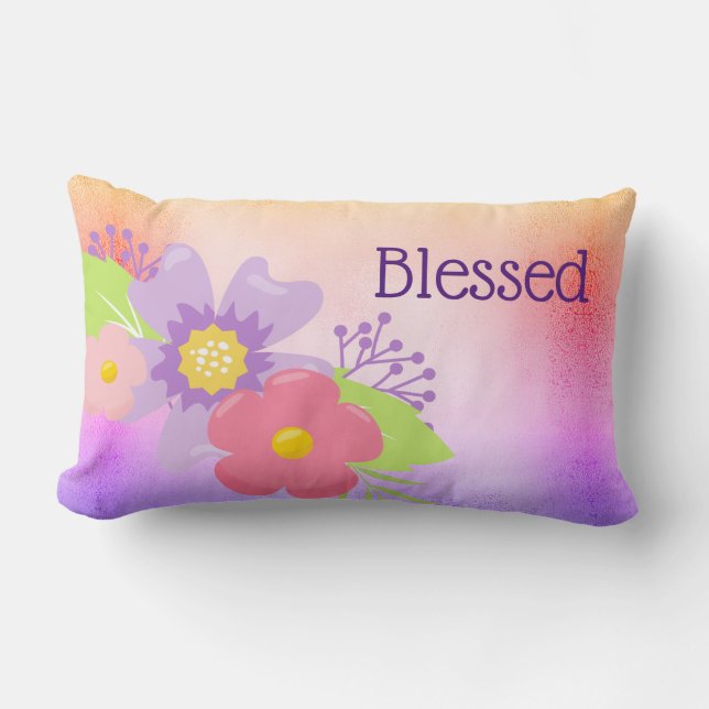Blessed Cute Flowers And Pastel Colors Lumbar Pillow (Front)