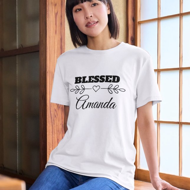 Blessed Cute Heart Arrow Name T-Shirt (Personalized BLESSED Heart Christian T-Shirt
)
