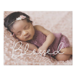 Blessed Cute script baby Faux Canvas Print