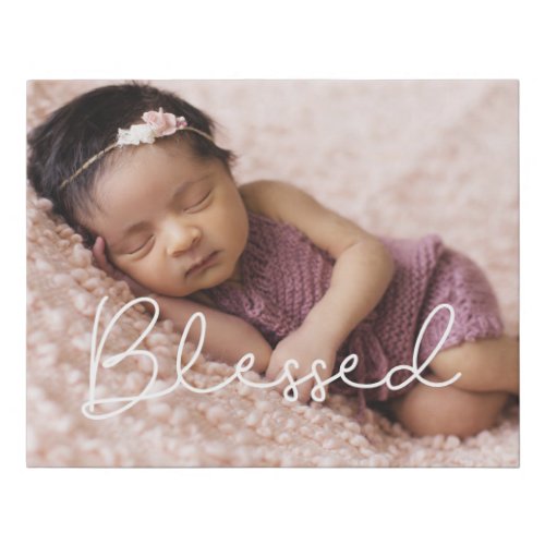 Blessed Cute script baby Faux Canvas Print