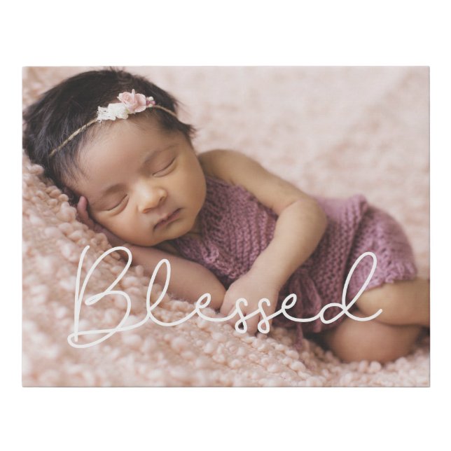 Blessed Cute script baby Faux Canvas Print (Front)