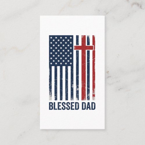 Blessed Dad Christian Flag Cross Vintage Shirt Des Business Card