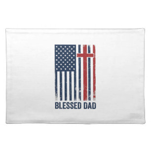Blessed Dad Christian Flag Cross Vintage Shirt Des Cloth Placemat