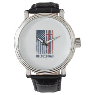 Blessed Dad Christian Flag Cross Vintage Shirt Des Watch
