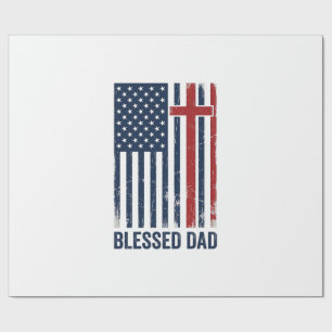 Blessed Dad Christian Flag Cross Vintage Shirt Des Wrapping Paper